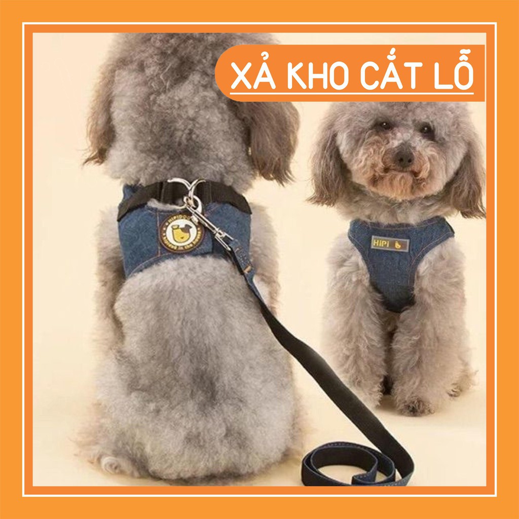 Áo yếm jean dây dắt cho cún mèo🐶🐱