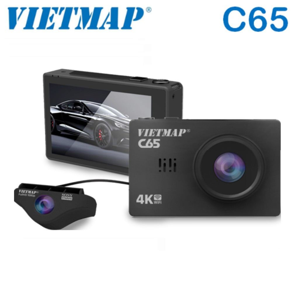 Camera Hành Trình Vietmap C65 - Cảnh Báo Giao Thông - Màn Hình Cảm Ứng - Thẻ Nhớ 128Gb