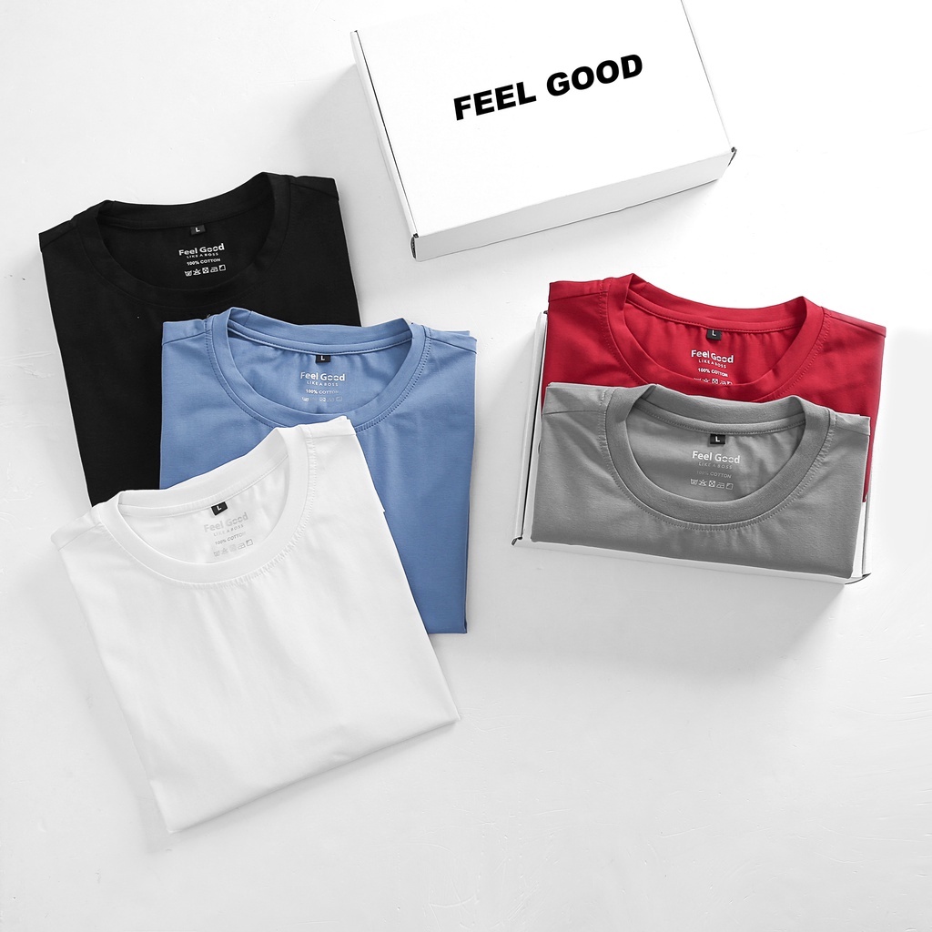 Áo thun Nam Feel Good Basic Tee phông trơn tay ngắn form regular fit chất liệu cotton 4 chiều 100% dày dặn co dãn