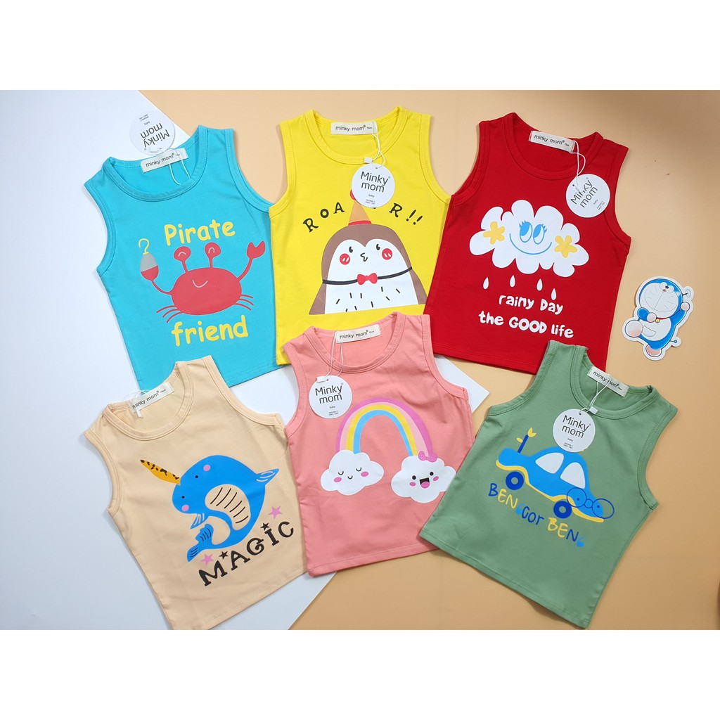 Bộ Ba Lỗ COTTON 100% MIMKY MOM In Hình Động Vật Dễ Thương Cho Bé BL-IN04