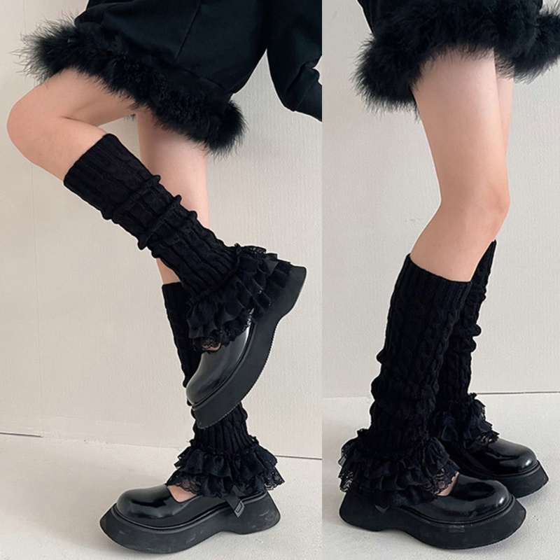 XIXI Vớ Ống Cao Dệt Kim Dày Giữ Ấm Chân Cho Nữ