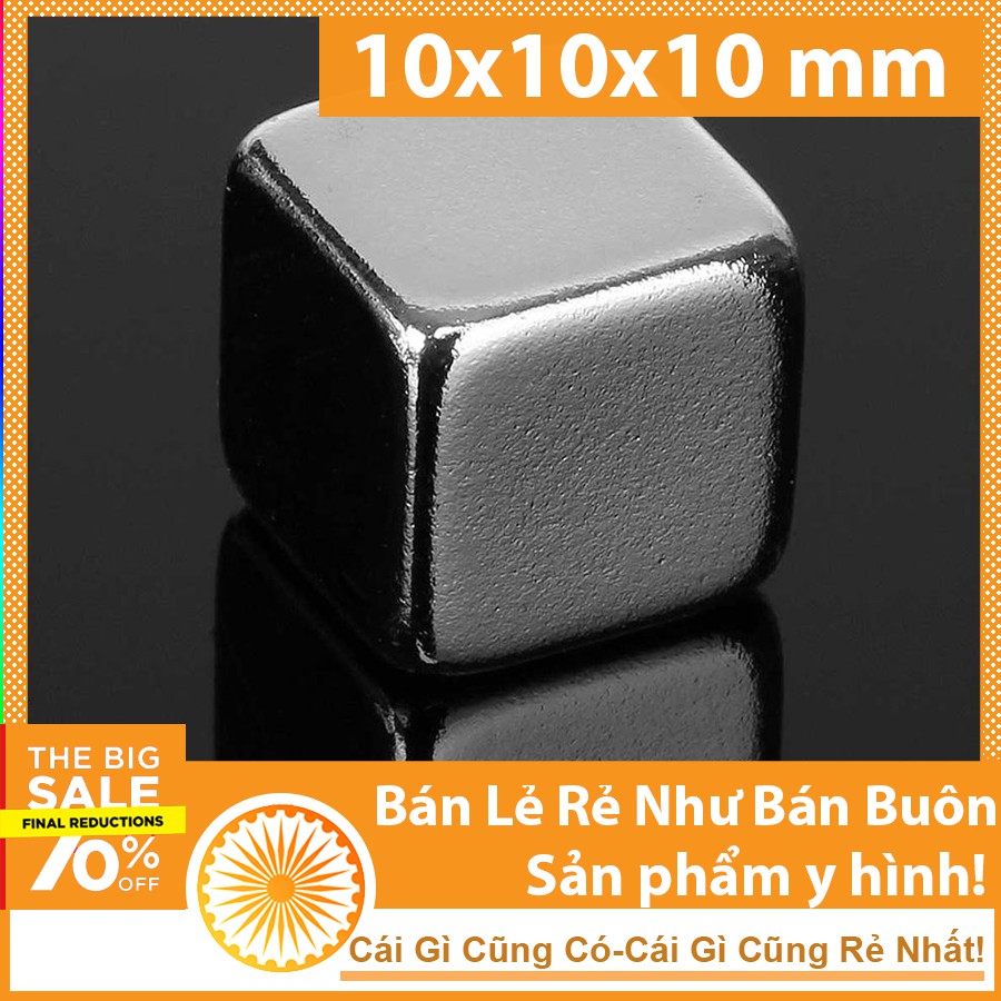 Nam châm đất hiếm lập phương vuông 10x10x10mm siêu hút