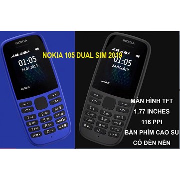 ĐIỆN THOẠI NOKIA 105 DUAL SIM 2019 2 SIM - CHÍNH HÃNG BẢO HÀNH 12 THÁNG