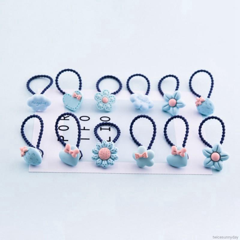 Set 12 Dây Buộc Tóc Nhiều Kiểu Dáng Dễ Thương Cho Bé Gái