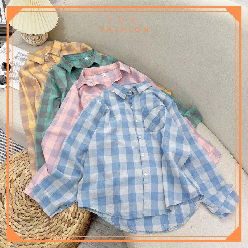 👉 BÁN SỈ 👈 Áo Sơ Mi Nữ - Kho Sỉ Tuyến Hiền - Áo Sơ Mi Kiểu Tay Ngắn , Cổ 2 Vạt Tay Bồng ASM023