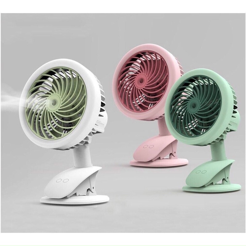Quạt kẹp phun sương mini tích điện,quạt tích điện phun sương hơi nước tạo ẩm