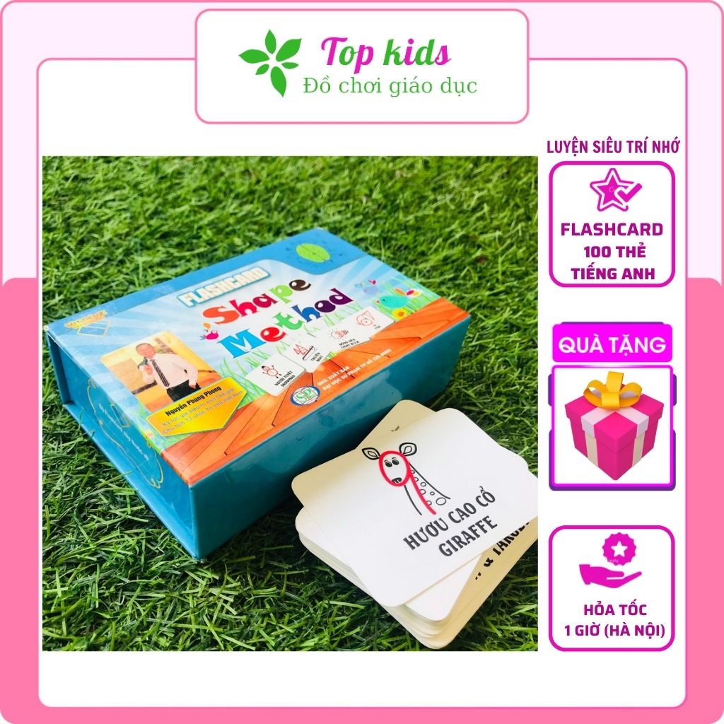 Flashcard cho bé Shape Method thẻ luyện siêu trí nhớ với 100 số kèm hình ảnh tiếng anh của kỷ lục gia Nguyễn Phùng Phong