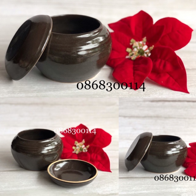 Âu sứ đựng muối, mỡ Bát Tràng