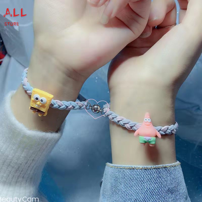 Vòng Đeo Tay Mặt Hoạt Hình SpongeBob Dễ Thương Có Nam Châm Thu Hút Nhau Cho Cặp Đôi