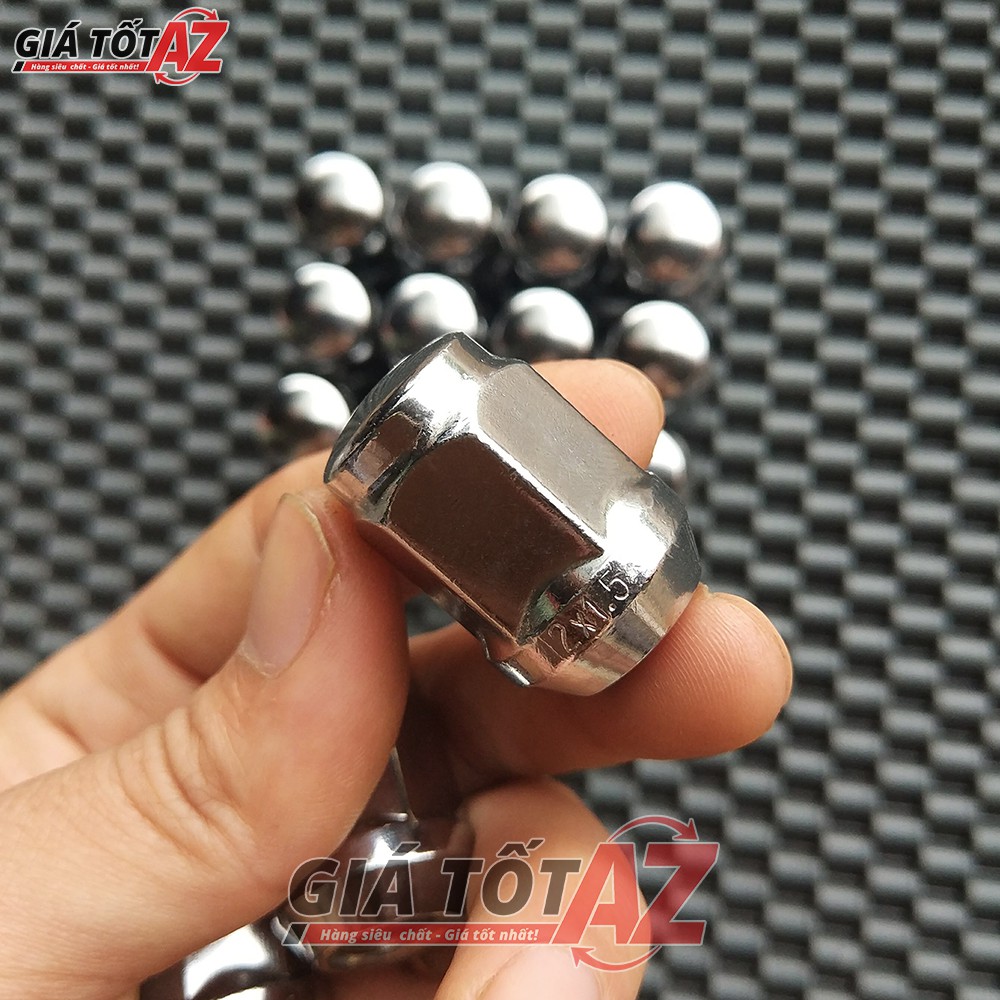 BỘ 16 ỐC(ECU) BẮT LAZANG Ô TÔ 12X1.5MM KHẨU 21MM BẰNG THÉP MẠ INOX CAO CẤP - Giá cạnh tranh