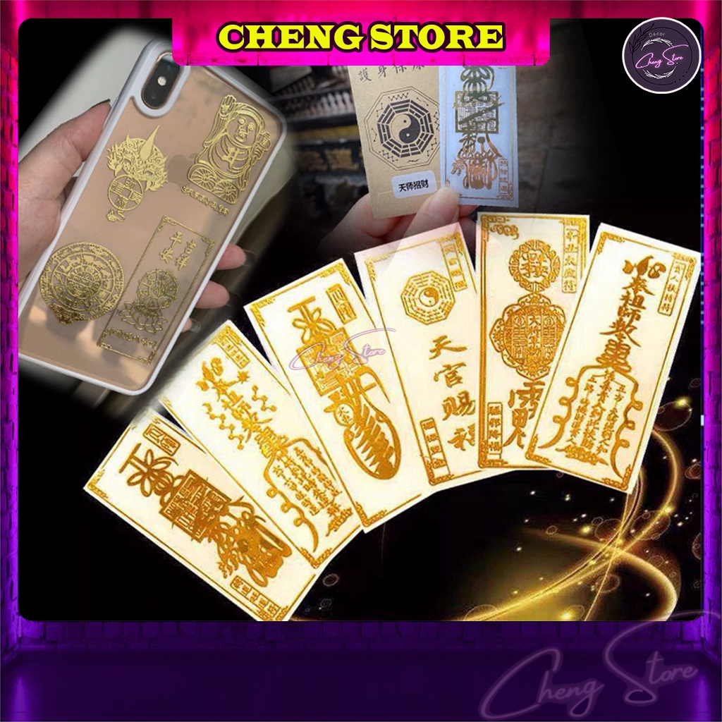 Miếng Dán Linh Phù Cầu May Mắn, Sức Khoẻ, Bình An, Phong Thuỷ, Tài Lộc - Miếng Dán Điện Thoại, Đồ Dùng, Để Trong Ví