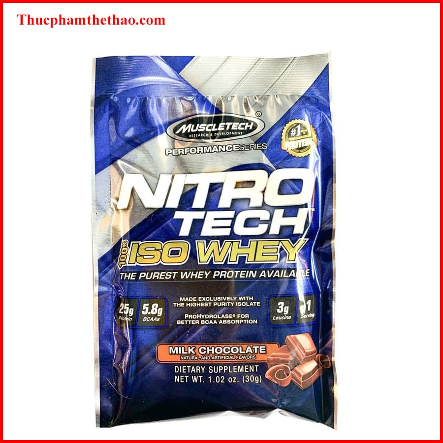 Gói mẫu dùng thử 1 lần dùng - Nitro tech Iso Whey - Hãng Muslcetech.