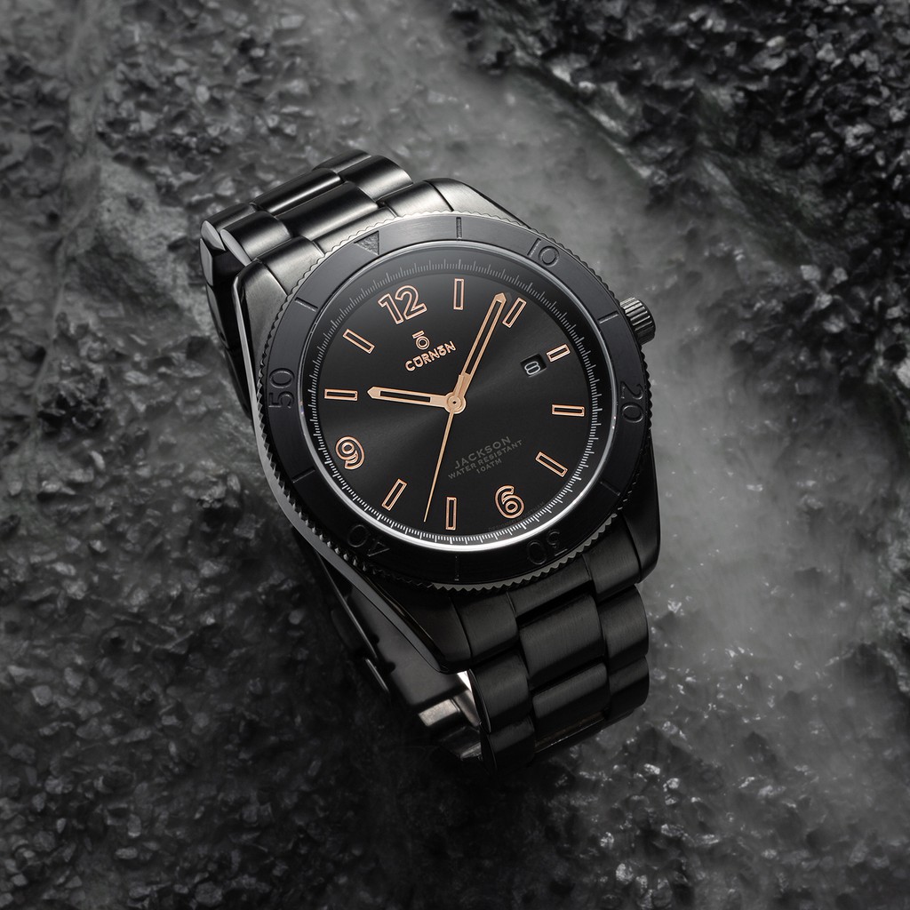 Đồng hồ nam Curnon Jackson Lava dây kim loại chính hãng - thiết kế thể thao, đếm giờ | BigBuy360 - bigbuy360.vn