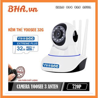 Camera IP Yoosee 3 râu HD 720P kèm thẻ nhớ 32gb