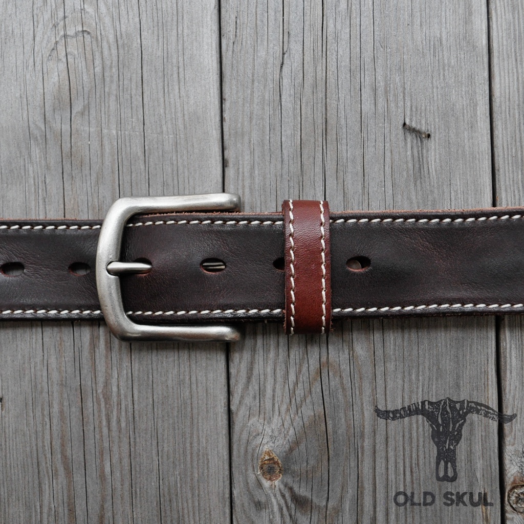Dây lưng da nam Old Skul bản 38mm màu cafe patina, phong cách bụi và vintage DL7101NC