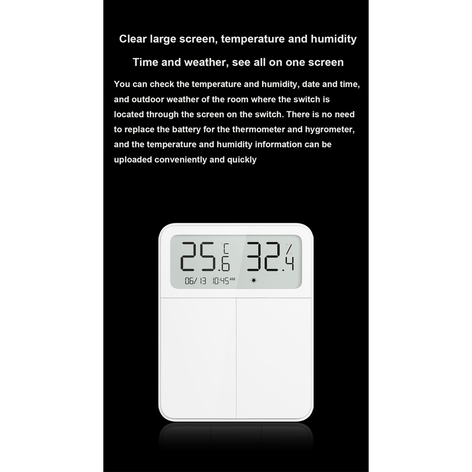 Công Tắc Điều Khiển Nhiệt Độ Độ Ẩm Đa Năng Xiaomi Mijia Có Công Tắc Đèn Led Kết Nối Bluetooth