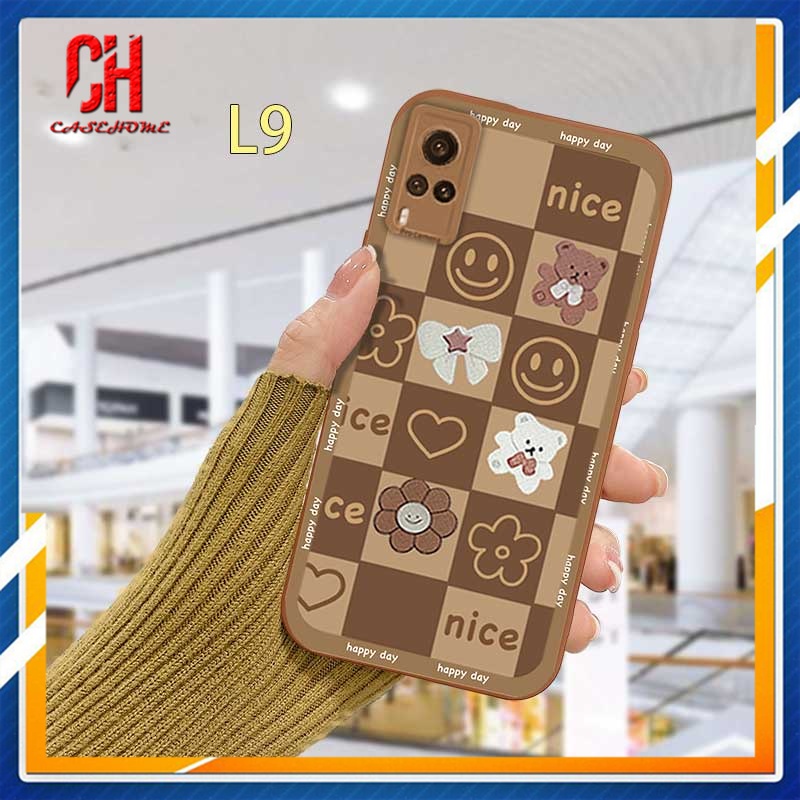 Square Border Samsung Phone Case Lattice Bear Camera Hole A03S A12 A32 A52 A51 A10S A50 A20S J7 Prime A02S A20 A50S A10 A30S A52S A30 M12 M10 M01S