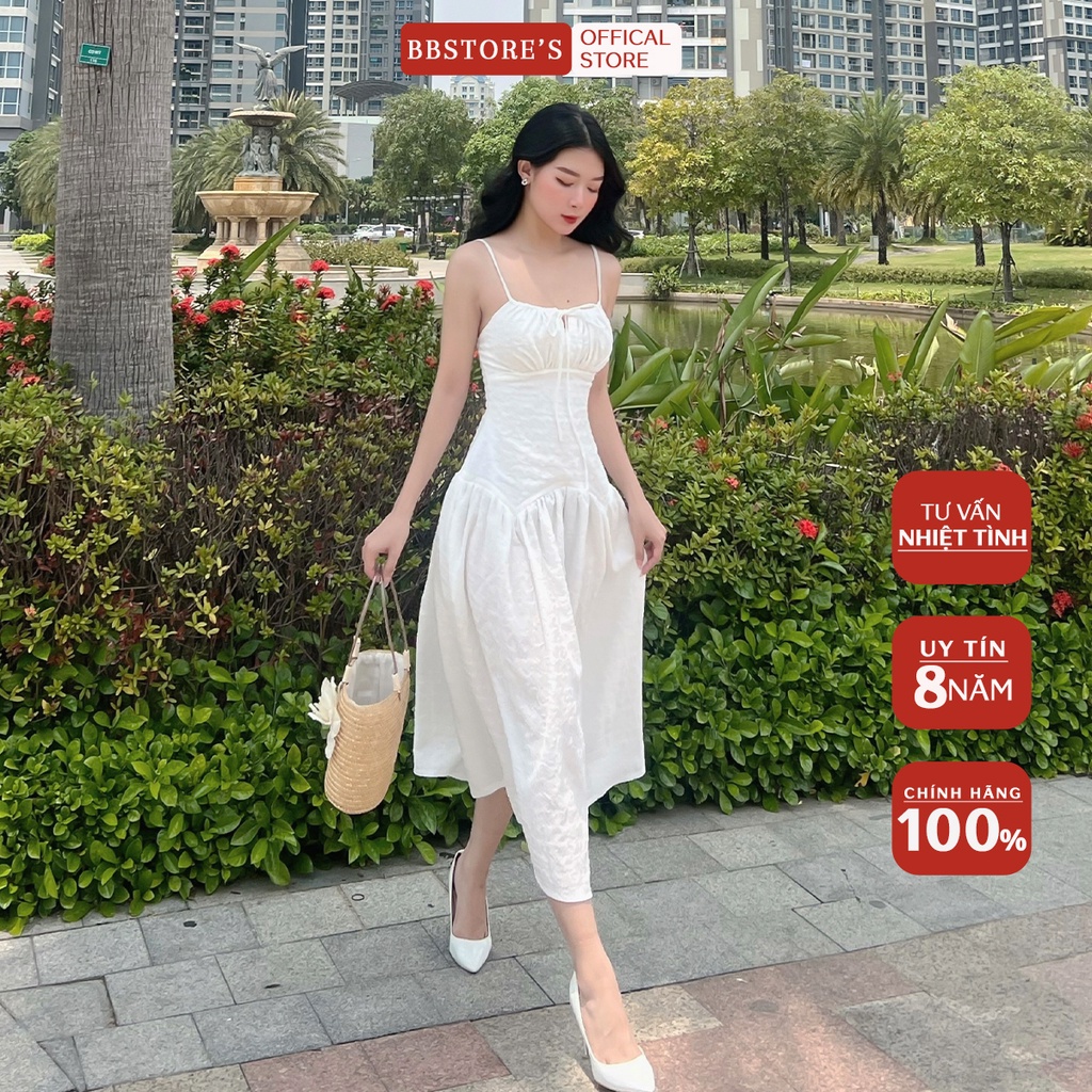 BBSTORE'S Đầm Hai Dây Nhún Ngực Dáng Váy Xòe Đi Làm Đi Tiệc Sang Trọng -TK547