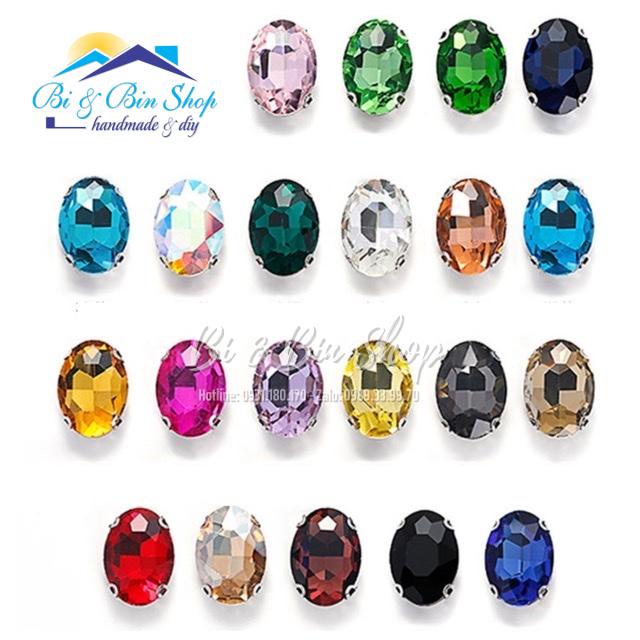 10 Viên Đá Đế Oval 13x18mm Pha Lê Đính Kết Trang Phục Thời Trang, Trang Trí Vương Miện - Bi &amp; Bin Shop