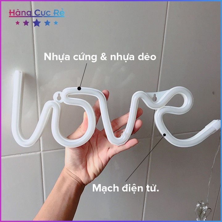 Đèn trang trí chữ LOVE màu Led Neon vàng hồng tặng kèm 3 pin AA 1.5V ❤️Freeship❤️ Shop Hàng Cực Rẻ