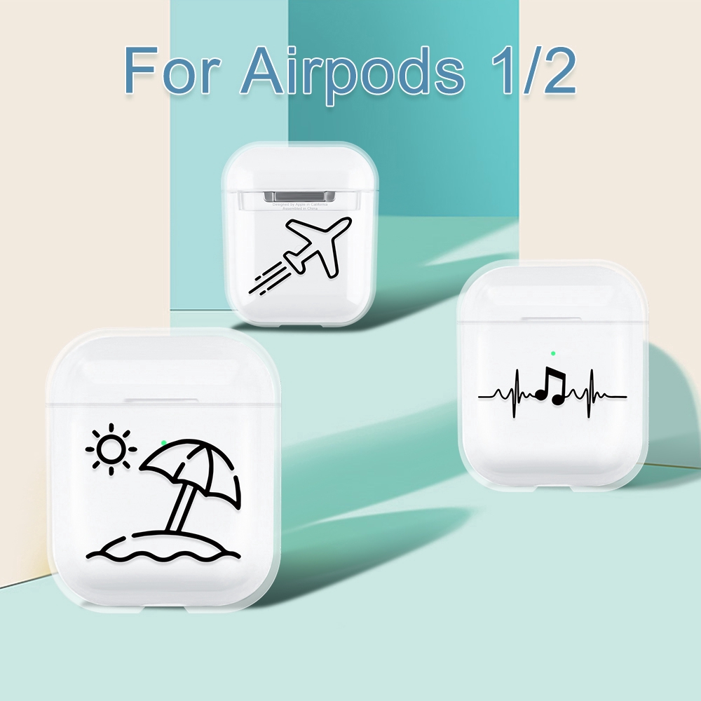 Vỏ bảo vệ hộp sạc tai nghe Airpods 1/2 thiết kế trong suốt hình dễ thương bằng PC cứng