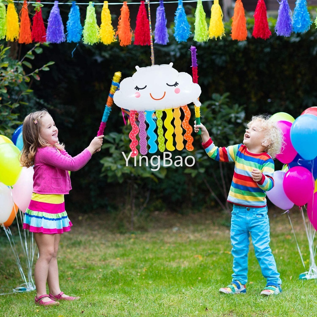 Bong Bóng Phôi Nhôm Tua Rua Màu Cầu Vồng Độc Đáo Dùng Trang Trí Tiệc