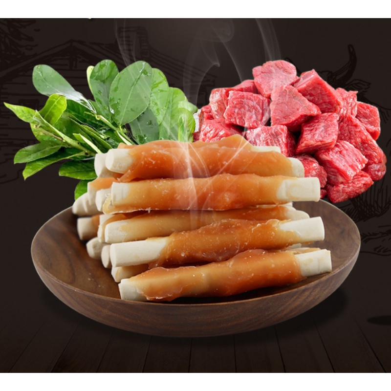 XƯƠNG GẶM CHO CHÓ VỊ SỮA BỌC THỊT GÀ GÓI 400 GRAM  -  LOVE PETS SHOP