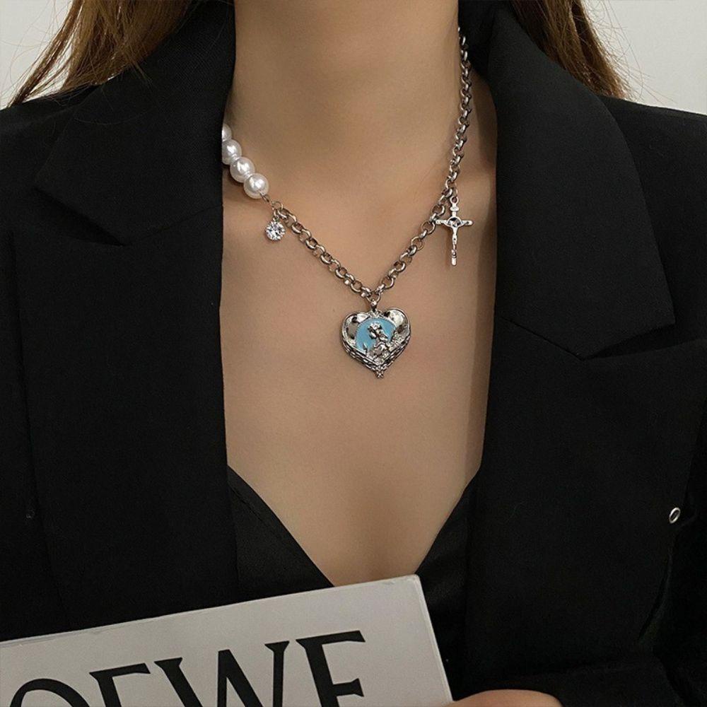 AROMA Vòng Cổ Choker Mặt Trái Tim Phong Cách Thời Trang Hàn Quốc