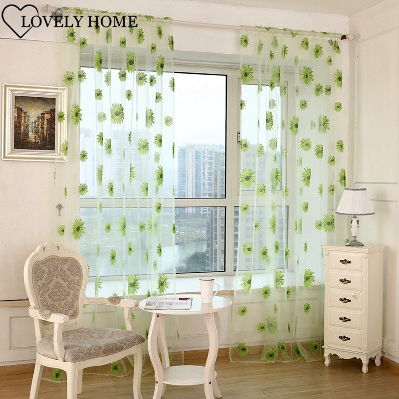 Rèm cửa sổ in họa tiết hoa hướng dương kích thước 200cm x 95 cm
