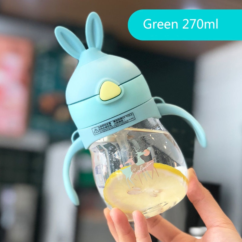 Bình Nước 270ml Hình Thỏ Hoạt Hình Có Ống Hút Cho Bé