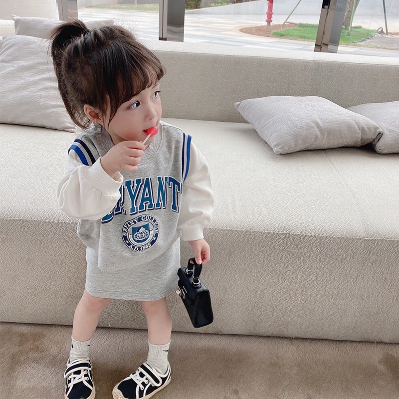 Bộ Áo Nỉ Và Váy Ngắn Phong Cách Châu Âu Thời Trang Mùa Thu Mới 2021 Dành Cho Bé Gái