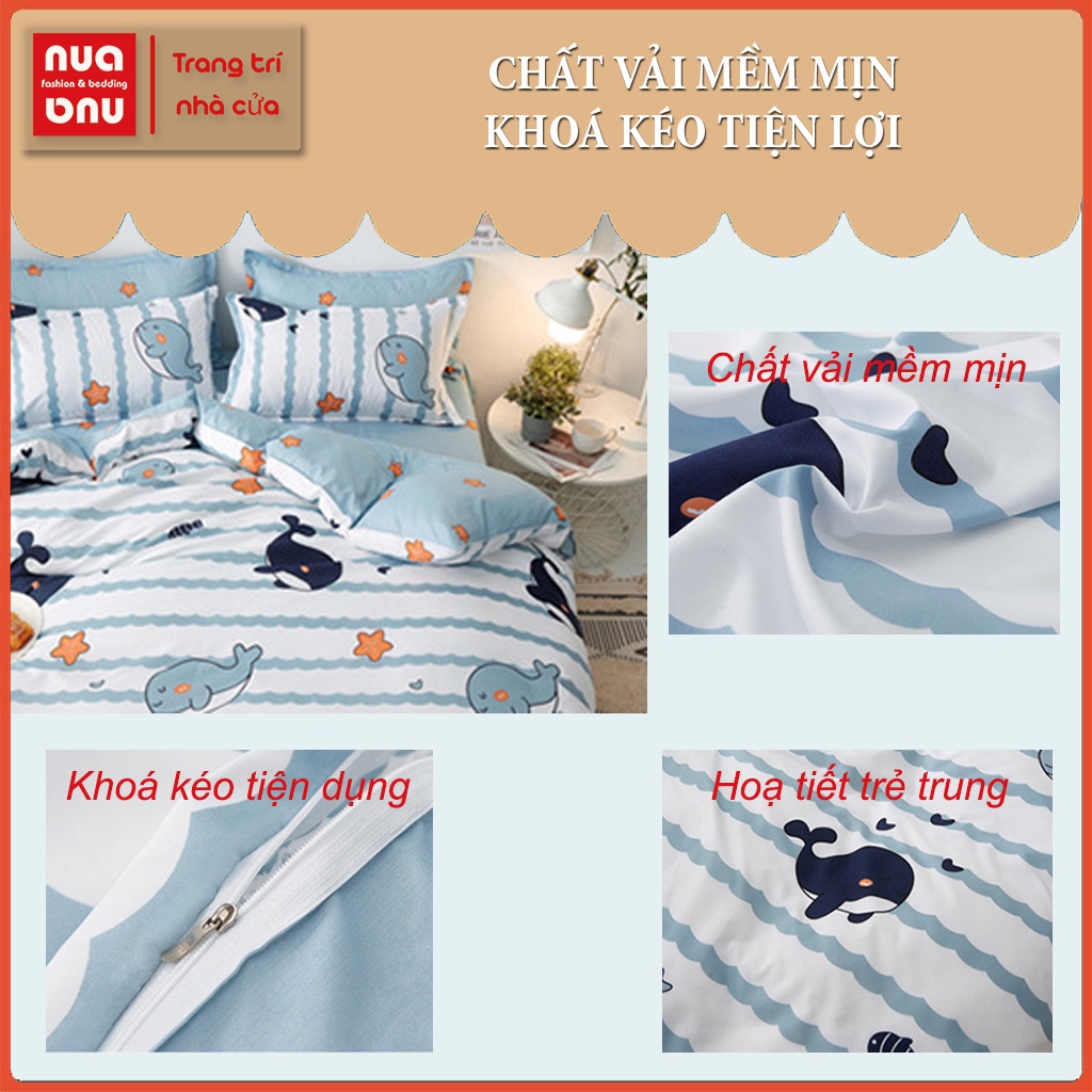 Bộ chăn ga cotton poly bọc đệm nệm lồng ruột chăn họa tiết loài vật chuột mickey khủng long kute trang trí giường ngủ