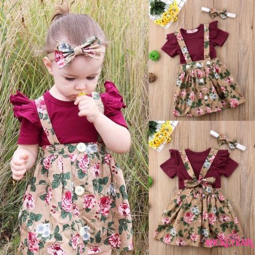 Set áo liền quần /chân váy / Băng đô đính nơ thời trang cho bé gái dễ thương