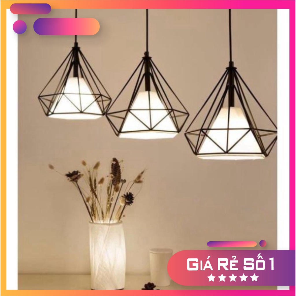 Đèn thả đơn kim cương khung sắt tĩnh điện kèm bóng led phi 250 + Video hướng dẫn lắp đặt DT 6527 OWL Lighting