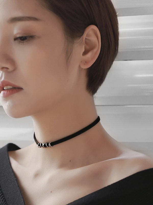 Vòng Cổ Choker Bạc 925 Màu Đen