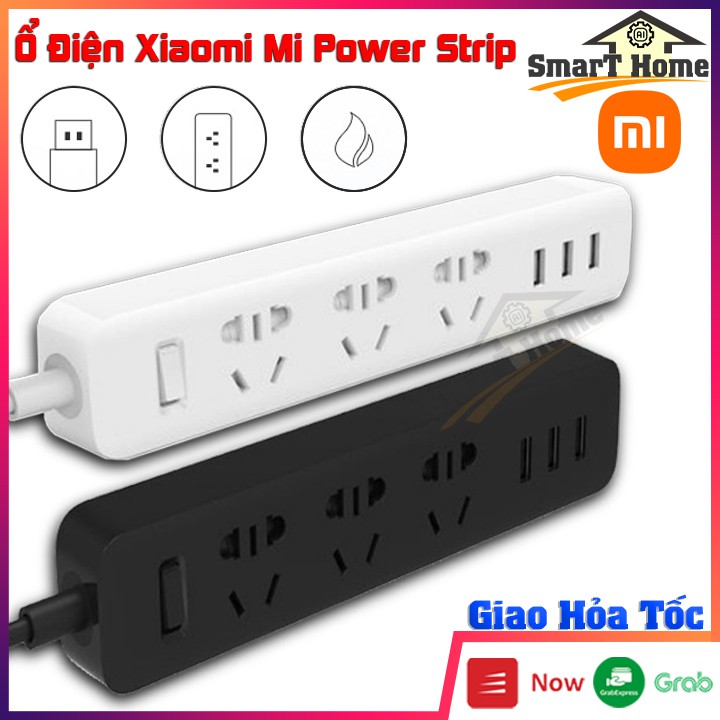 Ổ Cắm Điện Đa Năng Xiaomi , Ổ Cắm Điện Xiaomi Mi Power Strip Thông Minh Tích Hợp 3 Khe Cắm USB 2A AI Tự Điều Áp Ra