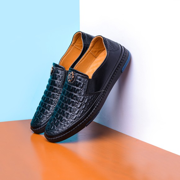 Giày lười da bò Tino dập nhiệt vân cá sấu GL63 | BigBuy360 - bigbuy360.vn