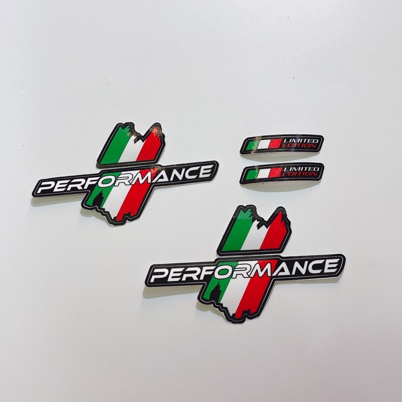 Decal tem sọc cờ ý chữ Performance size 16.5x10cm cao cấp dán xe máy, ô tô, mũ bảo hiểm chống thấm nước, chống bay màu