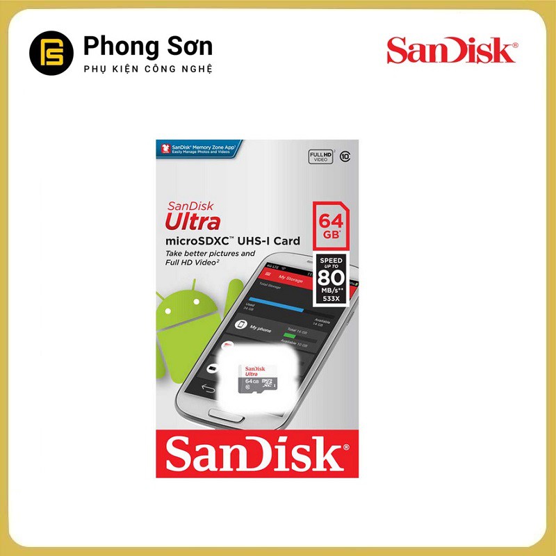 Thẻ nhớ Micro SDXC 64GB Ultra 533x 80mb/s Sandisk | BigBuy360 - bigbuy360.vn