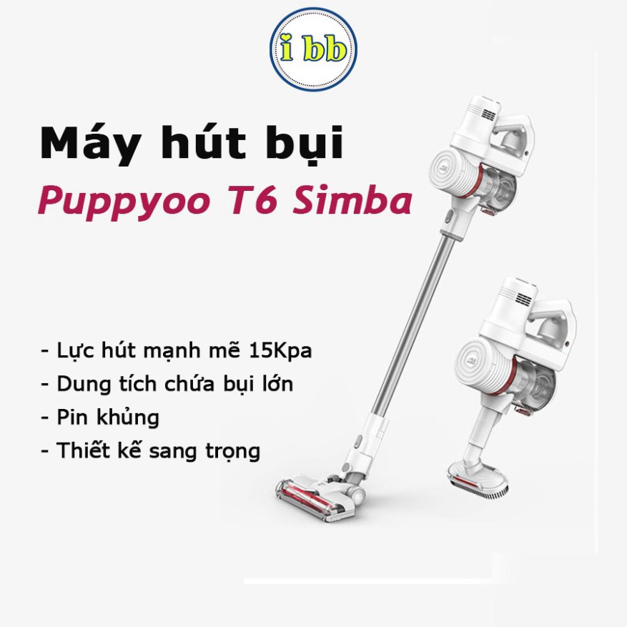 [Hàng chính hãng】Máy hút bụi không dây cao cấp Puppyoo T6 Simba lực hút 15kPa có bảo hành