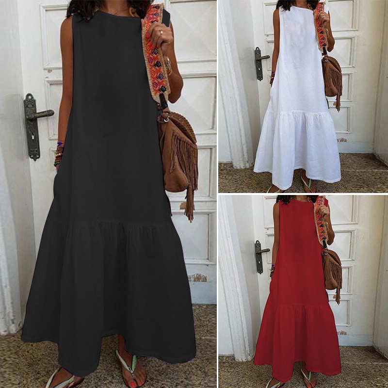 Đầm Maxi sát nách form rộng ZANZEA thời trang mùa hè dành cho nữ | BigBuy360 - bigbuy360.vn