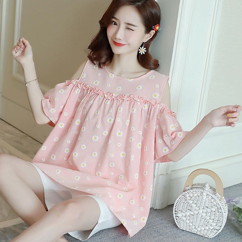 Bộ Đồ Ngủ 2 Món Ngắn Tay Chất Liệu Cotton Dành Cho Bà Bầu