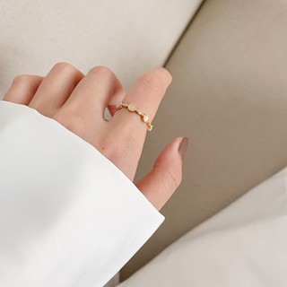 Nhẫn đeo tay đính đá opal thiết kế hở có thể điều chỉnh thời trang cho nữ 0810