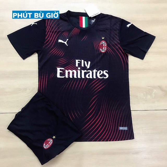 Áo Bóng Đá Thể Thao Đá Banh CLB AC MILAN Sân Nhà Chất Polyester, Hàng Thailand Chuẩn Thi Đấu Phút Bù Giờ Sport