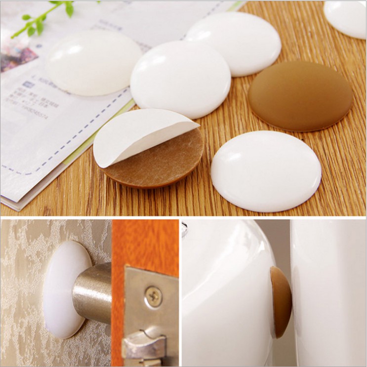 Chặn cửa silicon dán tường TRÒN TRƠN tránh va đập cửa giảm tiếng động, chống shock tay nắm cửa, chống trầy xước tường