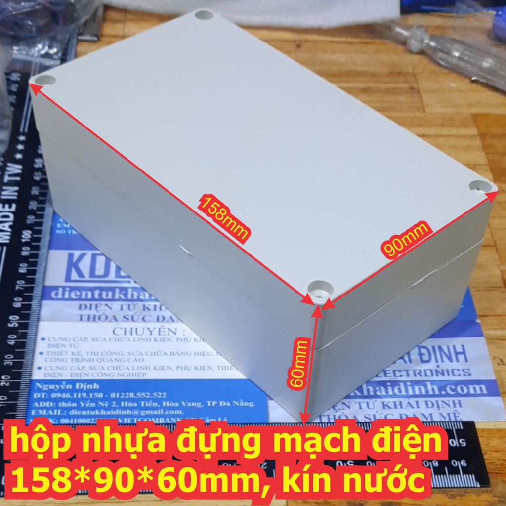 hộp nhựa đựng mạch điện 158*90*60mm kín nước không tai ngoài màu trắng kde6742