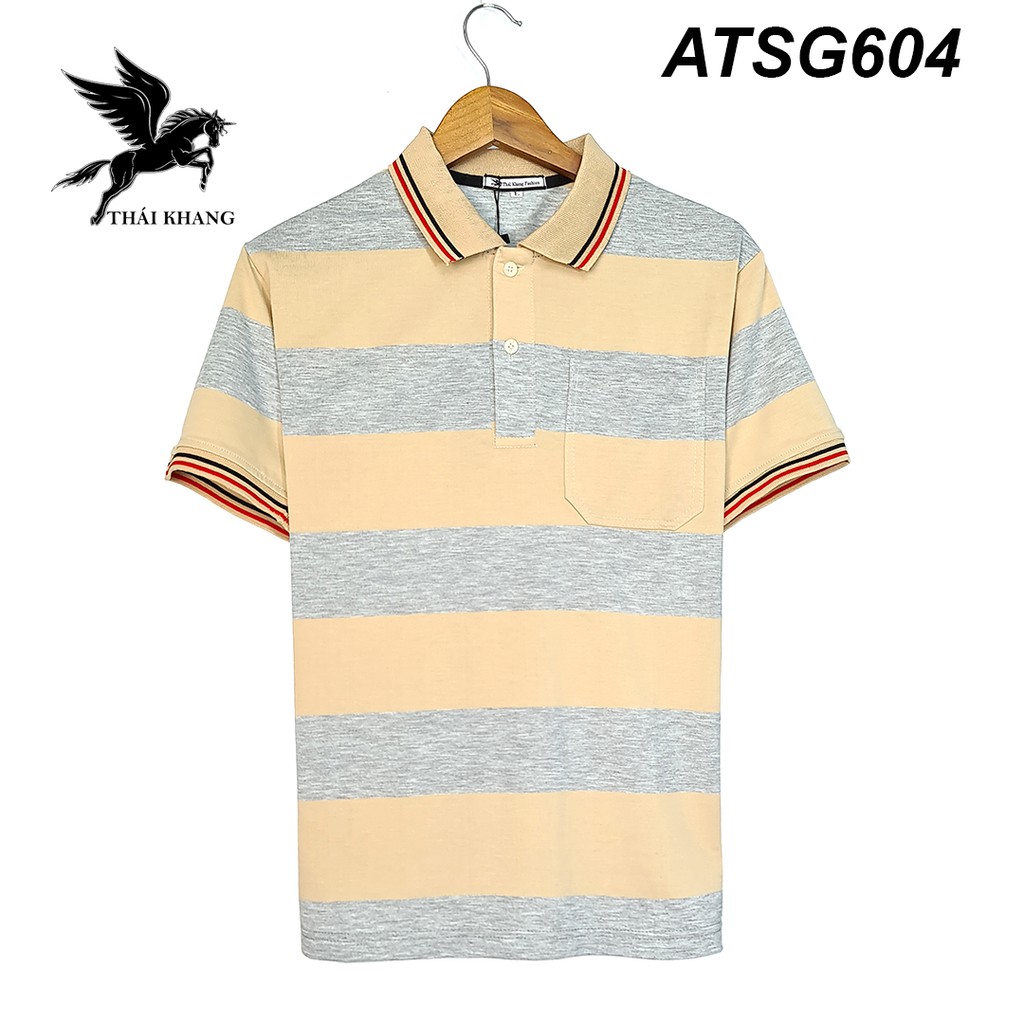 áo thun nam có cổ có túi tay ngắn sọc ngang vải cotton loại áo polo nam tay lỡ form rộng trung niên TOG1 | BigBuy360 - bigbuy360.vn