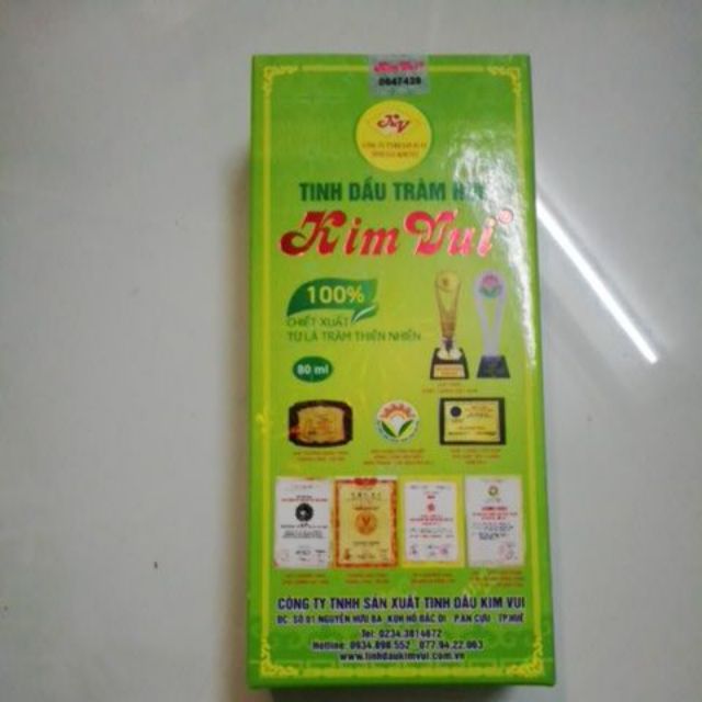 Tinh dầu tràm Huế Kim Vui 80ML, 100% chiết xuất từ lá chàm thiên nhiên do công ty tnhh  tinh dầu kim vui sản xuất tốt nh