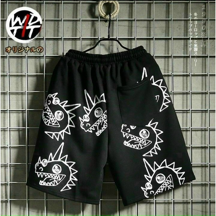 Quần short chất nỉ KHỦNG LONG mềm mịn Quần đùi chất nỉ da cá Nam nữ đều mặc được Co Giãn 4 Chiều Hoạ Tiết