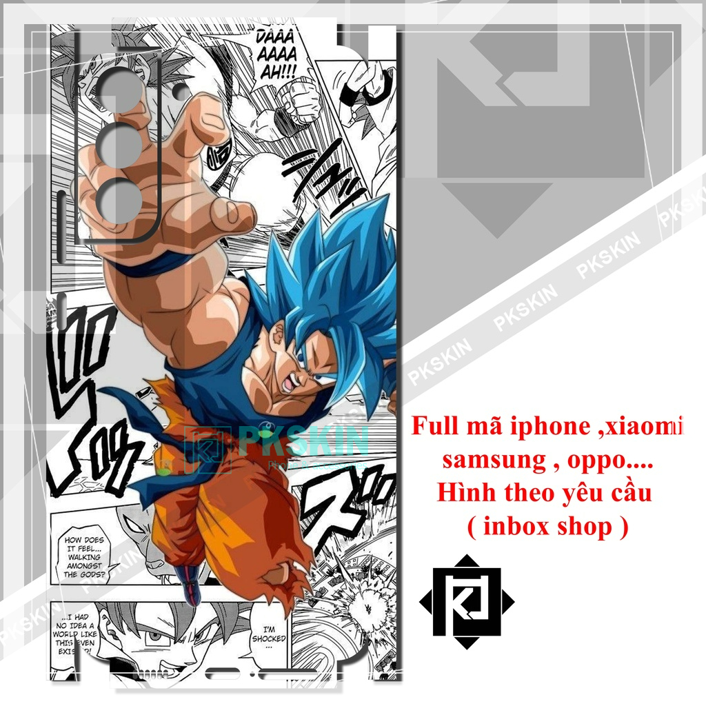 Miếng dán skin full lưng viền samsung s22, s22 plus ,s22 ultra , s20 , s20 plus, s20 ultra in hình dragon ball